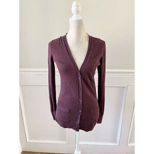 Old Navy S Maroon Button-Front Longline Cardigan With Pockets